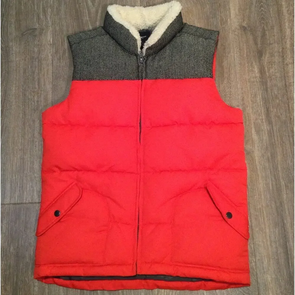 GapKids Orange Puffer Vest w Sherpa Collar XL